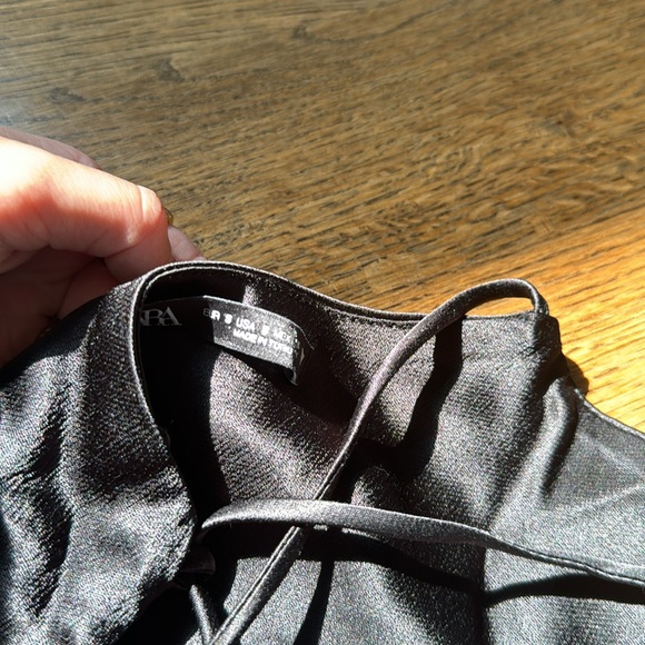 SHINY BLACK ZARA TOP - size small - Picture 3 of 3